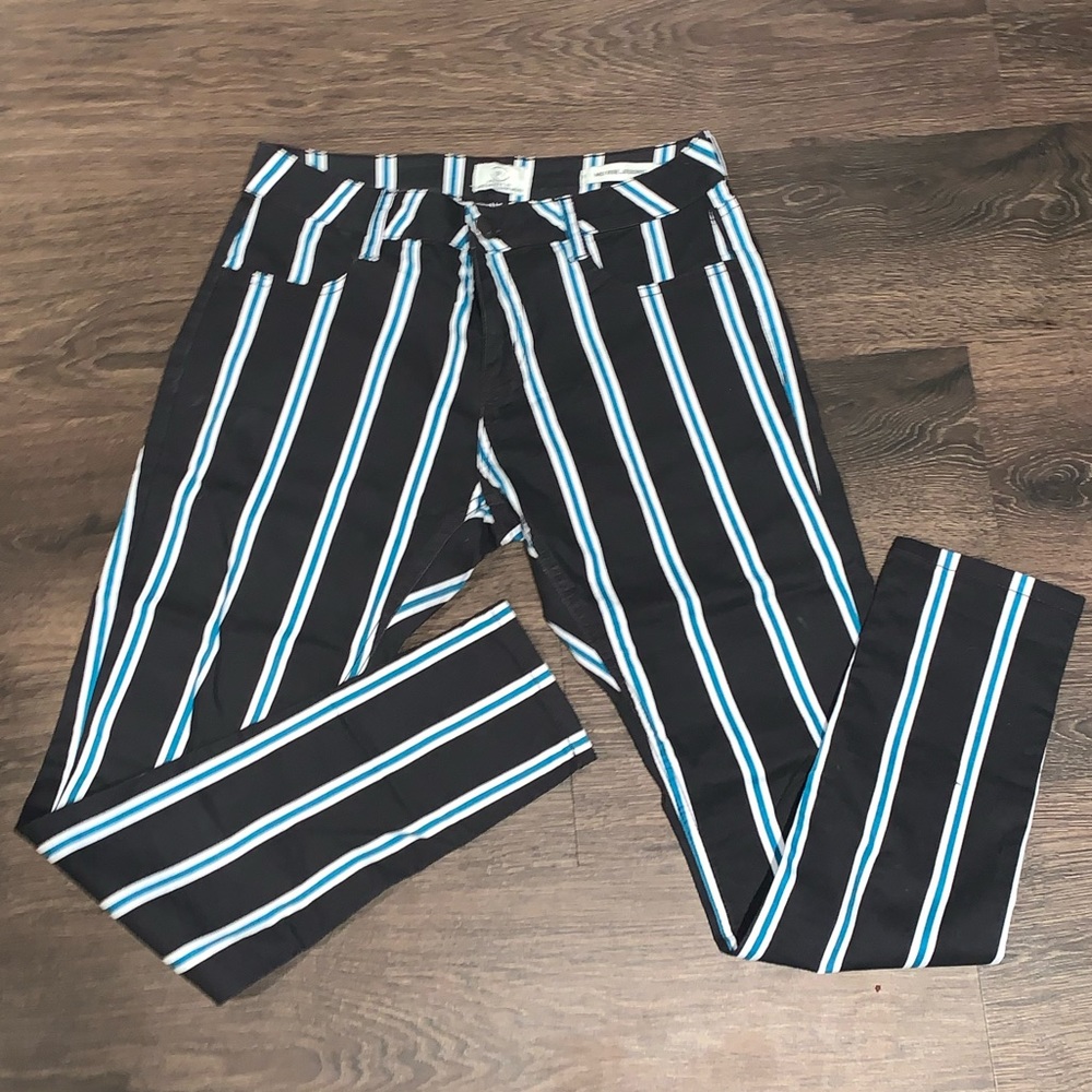 Cotton On High Rise Striped Jegging Black/Blue 8